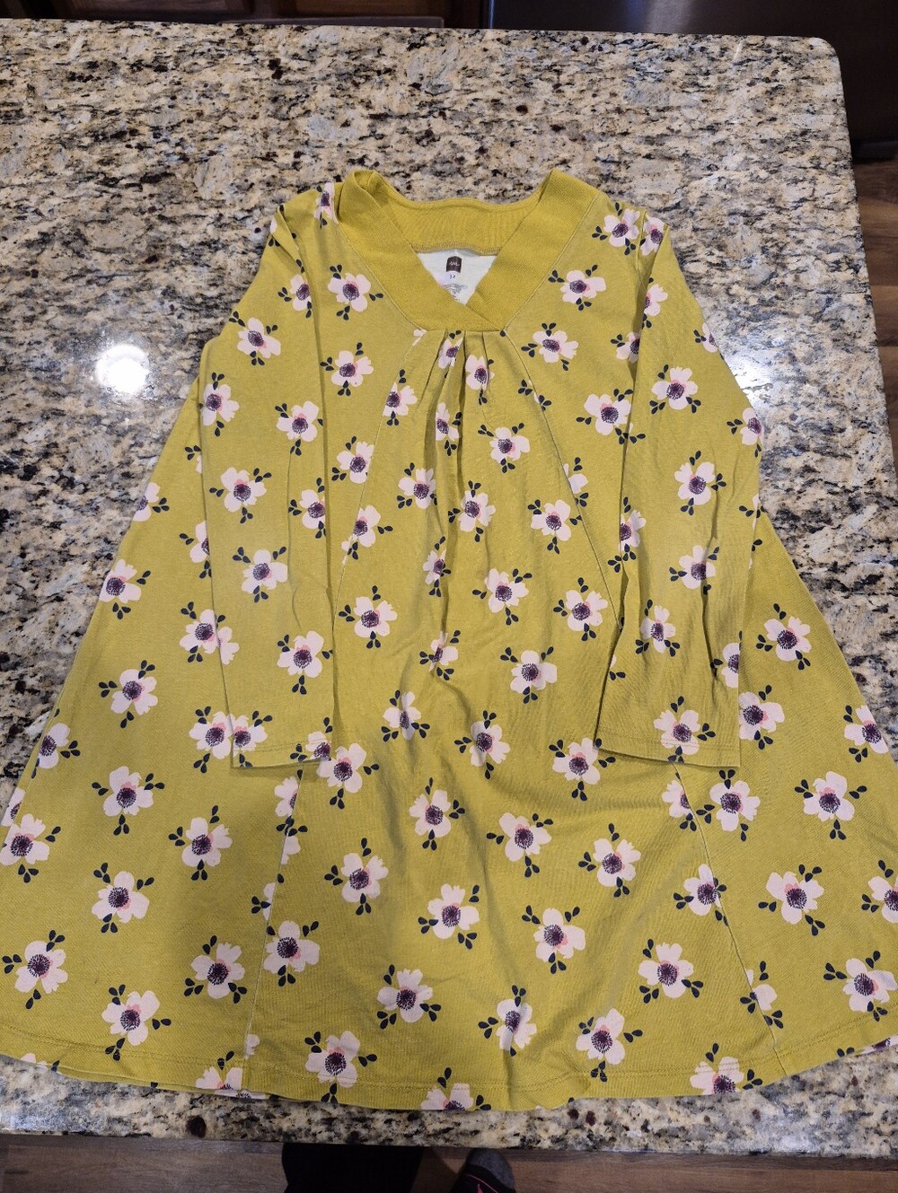 Tea Brand Mustard Yellow Floral A-Line Dress